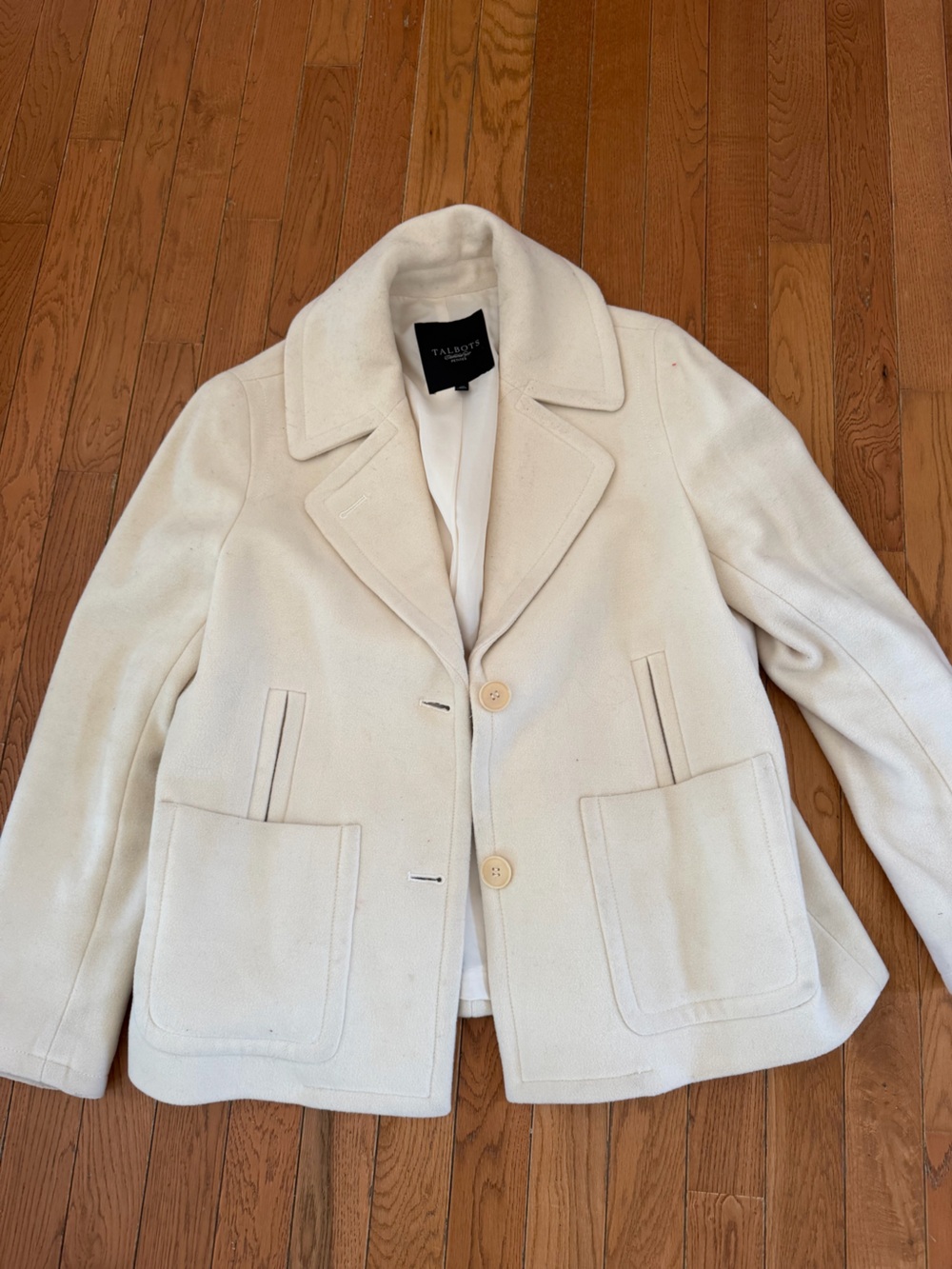 Talbots Cream Wool-Blend Pea Coat